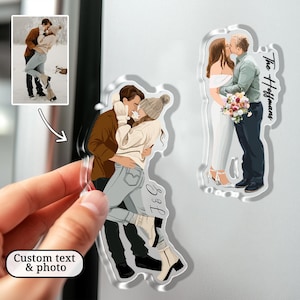 Personalized Valentine's Gift For Him, Custom Photo Portrait Magnets, Photo Couples Magnet For Boyfriend, Newlywed Gift, Gift For Couples