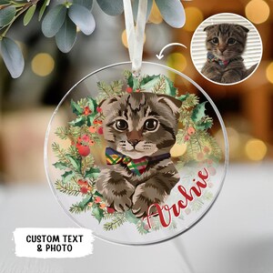 Personalized Cat Photo Ornament, Pet Portrait From Photo Ornament, Custom Cat Christmas Ornament, Pet Memorial Gift, Cat Lover Gift bild 12