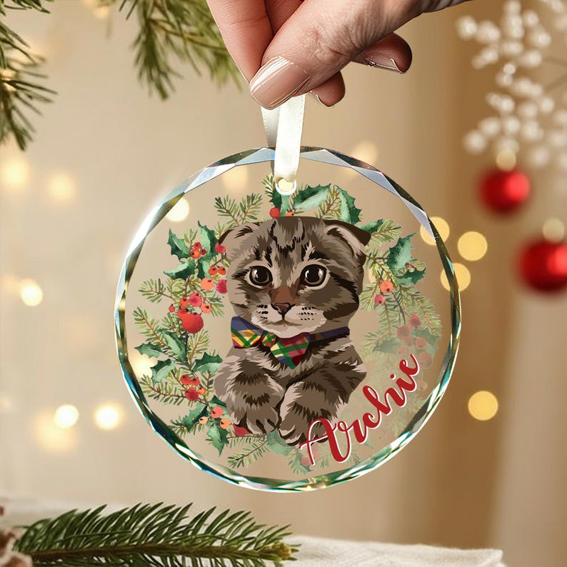 Personalized Cat Photo Ornament, Pet Portrait From Photo Ornament, Custom Cat Christmas Ornament, Pet Memorial Gift, Cat Lover Gift bild 7