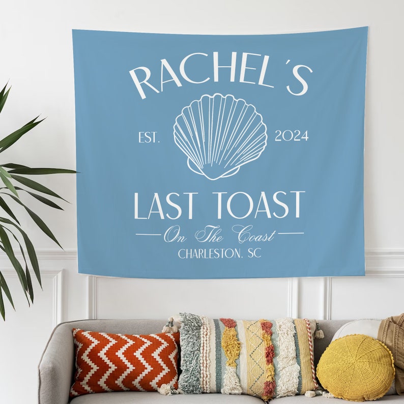 Bachelorette Party Decor, Last Toast On The Coast Bachelorette Party Banner, Coastal Bachelorette Decor, Beach Bachelorette Photo Backdrop Blue