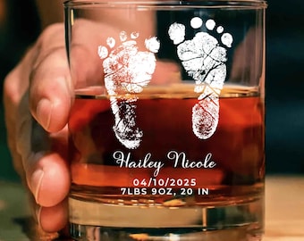 Personalized First Father's Day Gift For Dad, Custom Baby Footprint Photo Beer Glass, New Dad Gifts, First Time Dad Gift, Gift For Husband