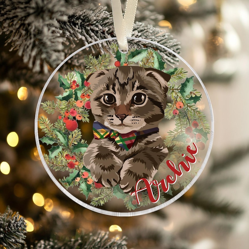 Personalized Cat Photo Ornament, Pet Portrait From Photo Ornament, Custom Cat Christmas Ornament, Pet Memorial Gift, Cat Lover Gift bild 9