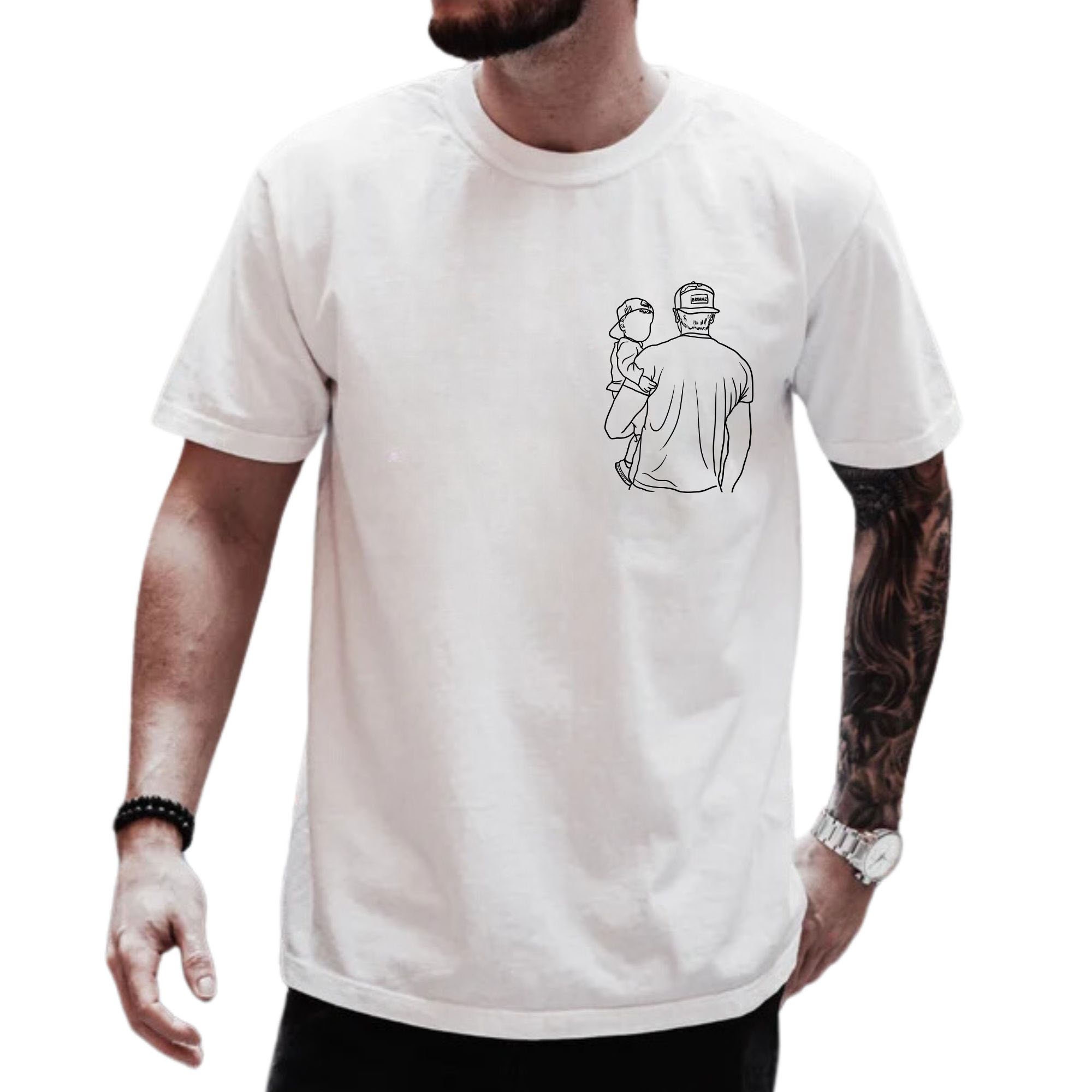 Camiseta Personalizada con Foto Papá y Hijos Vintage Regalo para Día del Padre, Diseño Personalizable