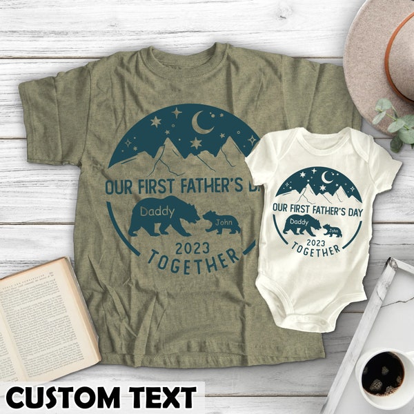 Personalized First Father's Day Daddy Baby Bear Shirts, Matching Dad and Baby Shirts, First Father Day Gift For Dad, New Dad Gift