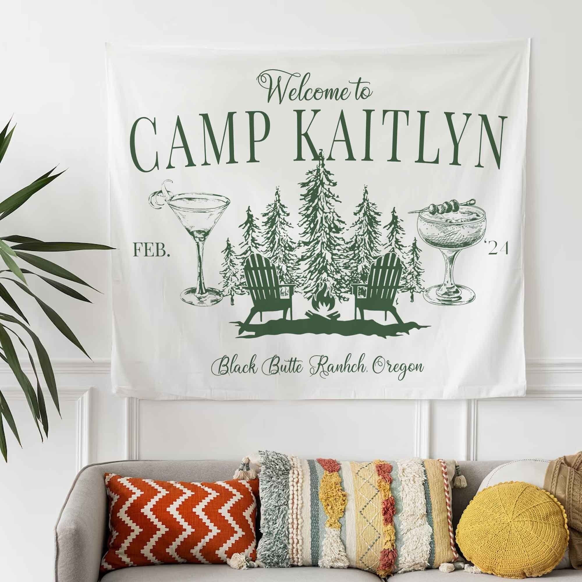Bachelorette Party Decor, Camp Bachelorette Decor, Backdrop Camp Bachelorette, Last Trail Before The Veil Bachelorette Mountain Tapestry