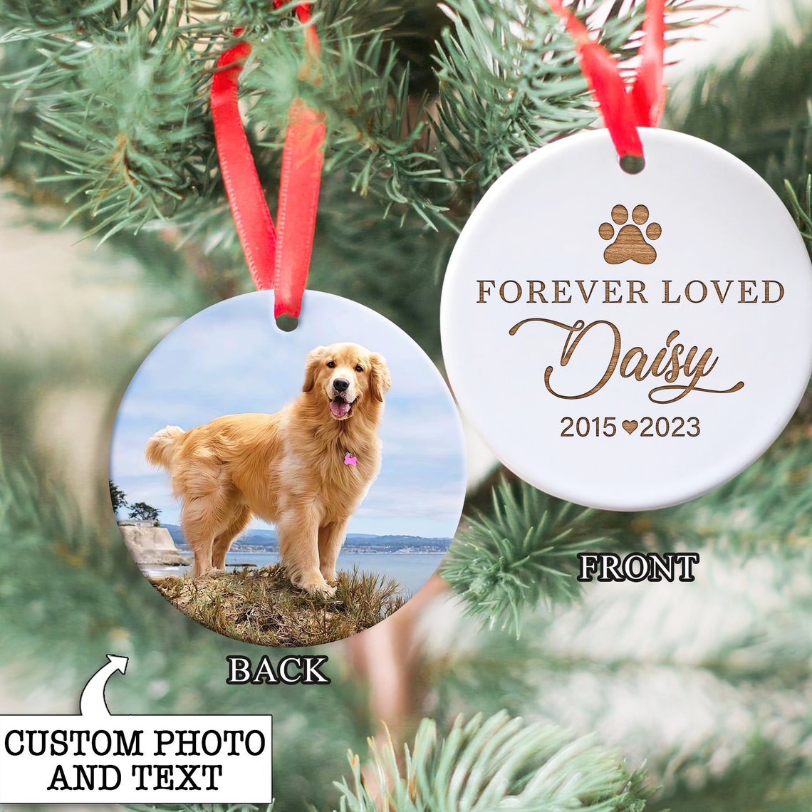 Pet Memorial Gift, Custom Pet Memorial Ornament With Photo, Dog Loss ...