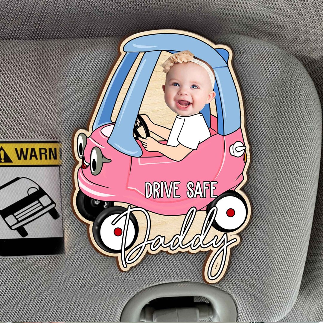 Fathers Day Gift for Dad, Custom Photo Baby Car Visor Clip, Sun Visor