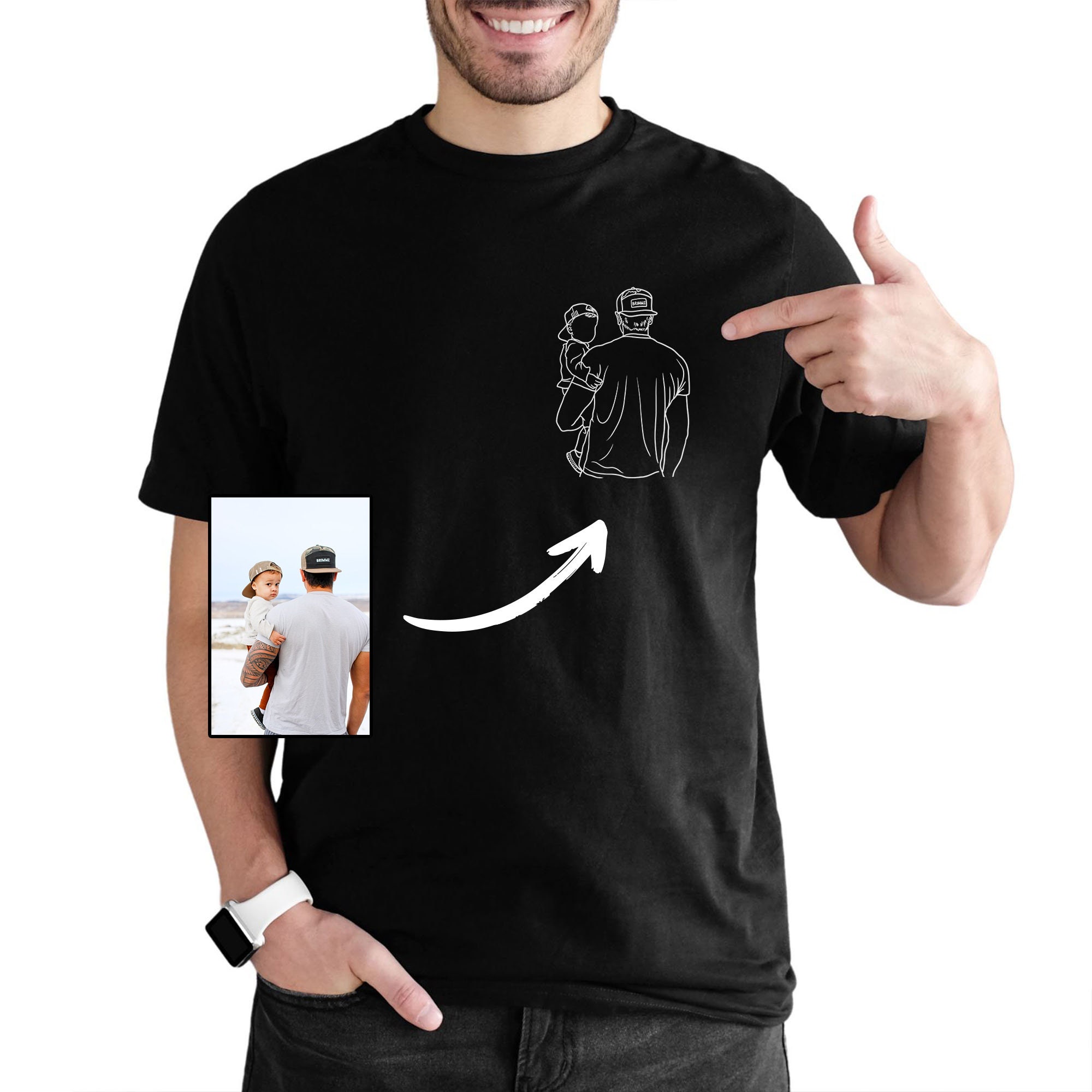 Camiseta Personalizada con Foto Papá y Hijos Vintage Regalo para Día del Padre, Diseño Personalizable
