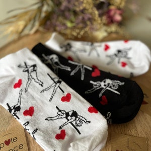 Calzini Pole Dance Pacco da 3, Set di Calzini Sportivi alla Caviglia Neri o Bianchi, Taglia Unica EU 36-40, Idea Regalo