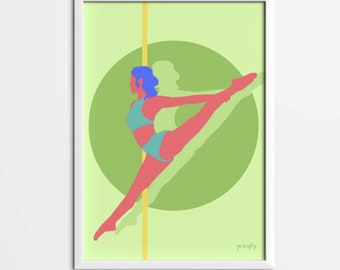 Affiche de pole dance imprimable vert