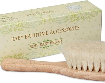 Bodylife Baby Hair Brush Goat Hair Bristles Natural Beechwood Handle Soft Goat's