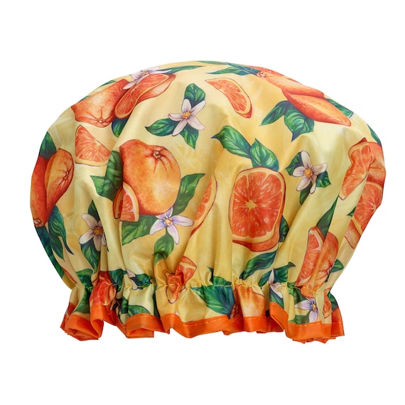 Bodylife Shower Cap Yellow Tutti Frutti Dual Layered 27cm
