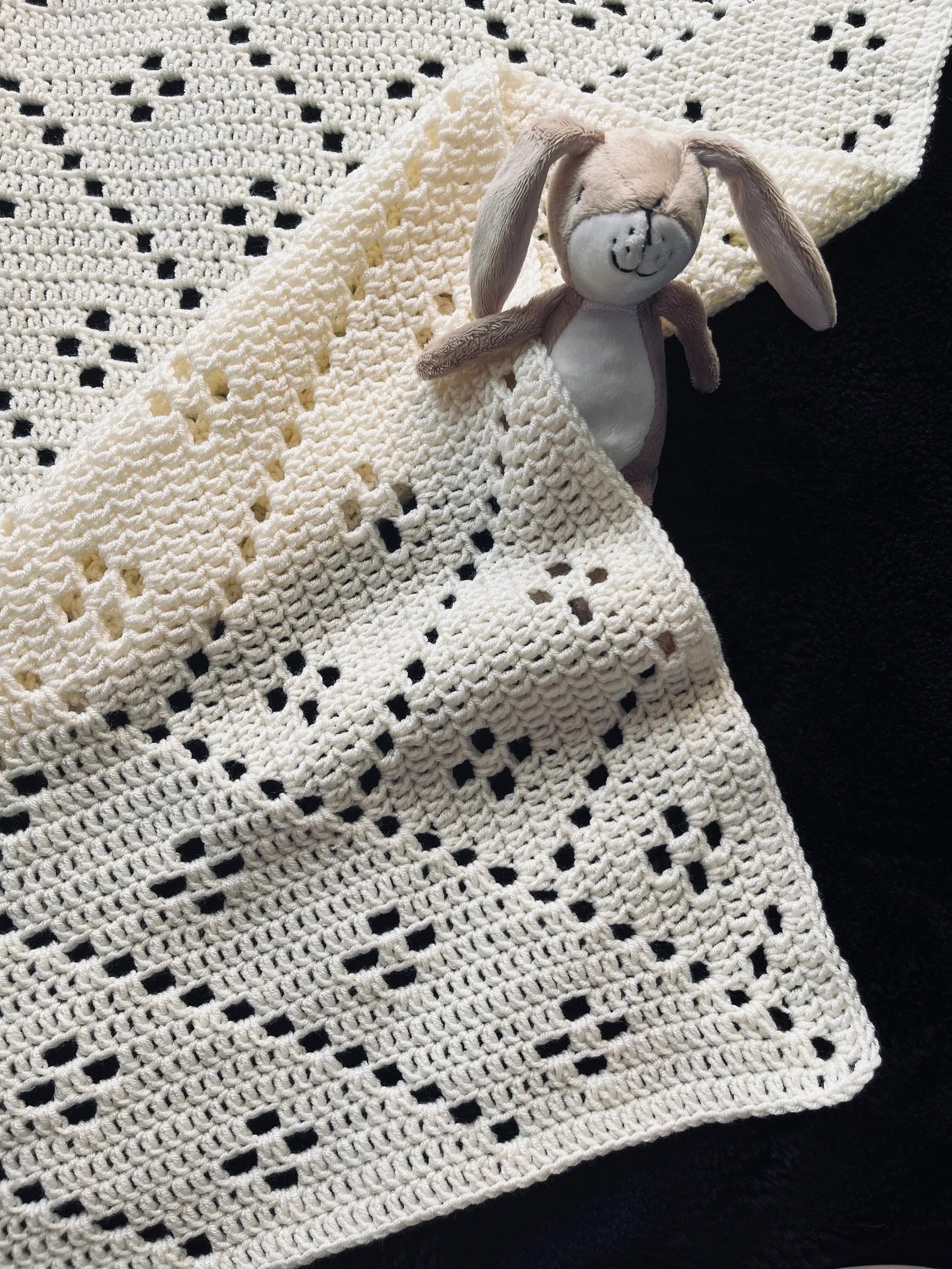 Baby Blanket Crochet Pattern / Modern Easy Square Blanket Crochet