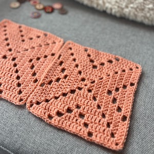 Patrón de bloque de crochet de teja cuadrada Filet Grandma: Diseño moderno de rombos (PDF)