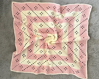 Baby Blanket Crochet Pattern / Easy Square Blanket Filet Crochet Pattern / Bambino Candy Baby Blanket Crochet Pattern