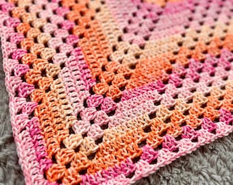 Easy Crochet Baby Blanket Throw Easy Modern Afghan: Granny Square (PDF Step-by-Step Tutorial)