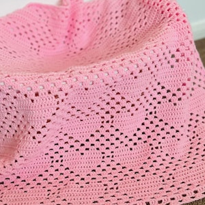 Easy Crochet Baby Blanket Pattern Sofa Throw Granny Hearts:  Amorino Afghan Tutorial (Instant Download)