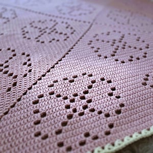 Baby Blanket Crochet Pattern Easy Blanket Filet Crochet Pattern Simple Square Blanket  Pattern Summer Flowers Baby Blanket Crochet Pattern