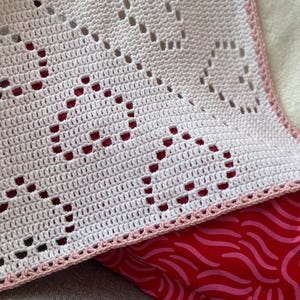 Easy Crochet Baby Blanket Pattern Modern Filet White Afghan: Bambino Hearts (PDF Pattern PhotoTutorial) image 3