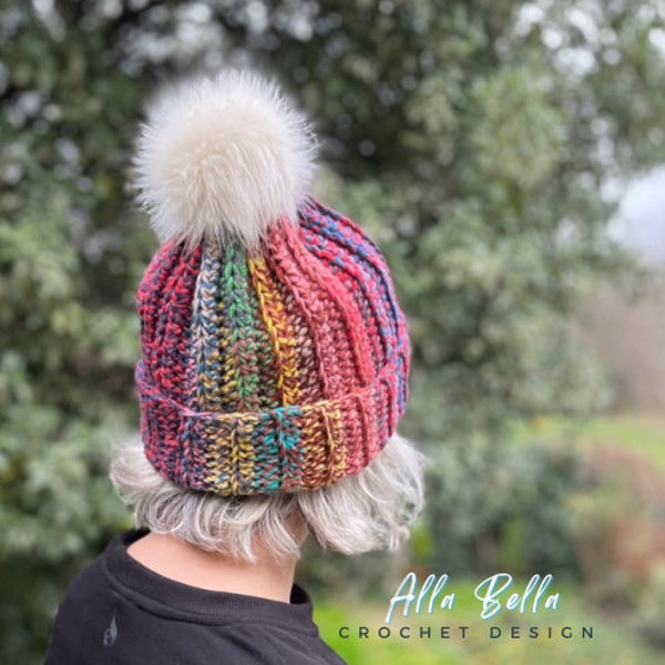 Chunky Ribbed Hat Crochet Pattern / Colourful Beanie Crochet Pattern