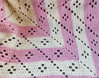 Easy Crochet Blanket Pattern Baby Shower Gift Filet Pattern Design (PDF with Photo Tutorial)