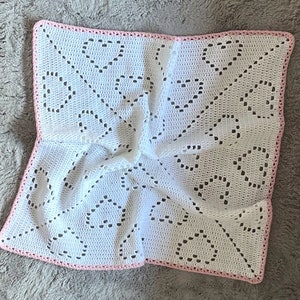 Babydecke häkeln Easy Babydecke Filethäkelanleitung mit Fotoanleitung Bambino Hearts Blanket Pattern Easy Crochet Afghan