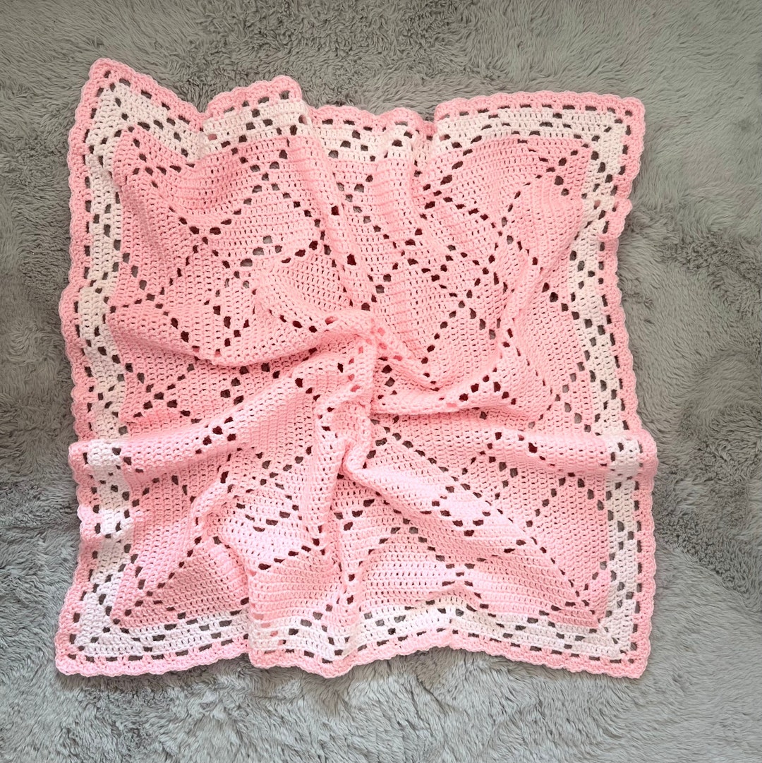 Baby Blanket Crochet Pattern / Small Lap Blanket / Baby Blanket Filet