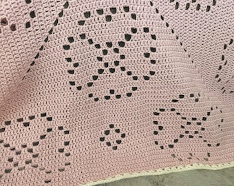 Filet Crochet Baby Blanket Pattern Granny Square Afghan: Summer Flowers (PDF Pattern with PhotoTutorial)