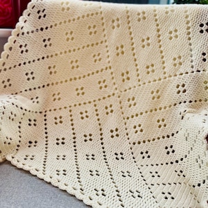 Patrón fácil de manta de bebé a crochet con técnica filet: Manta a mi manera (tutorial fotográfico paso a paso en PDF)