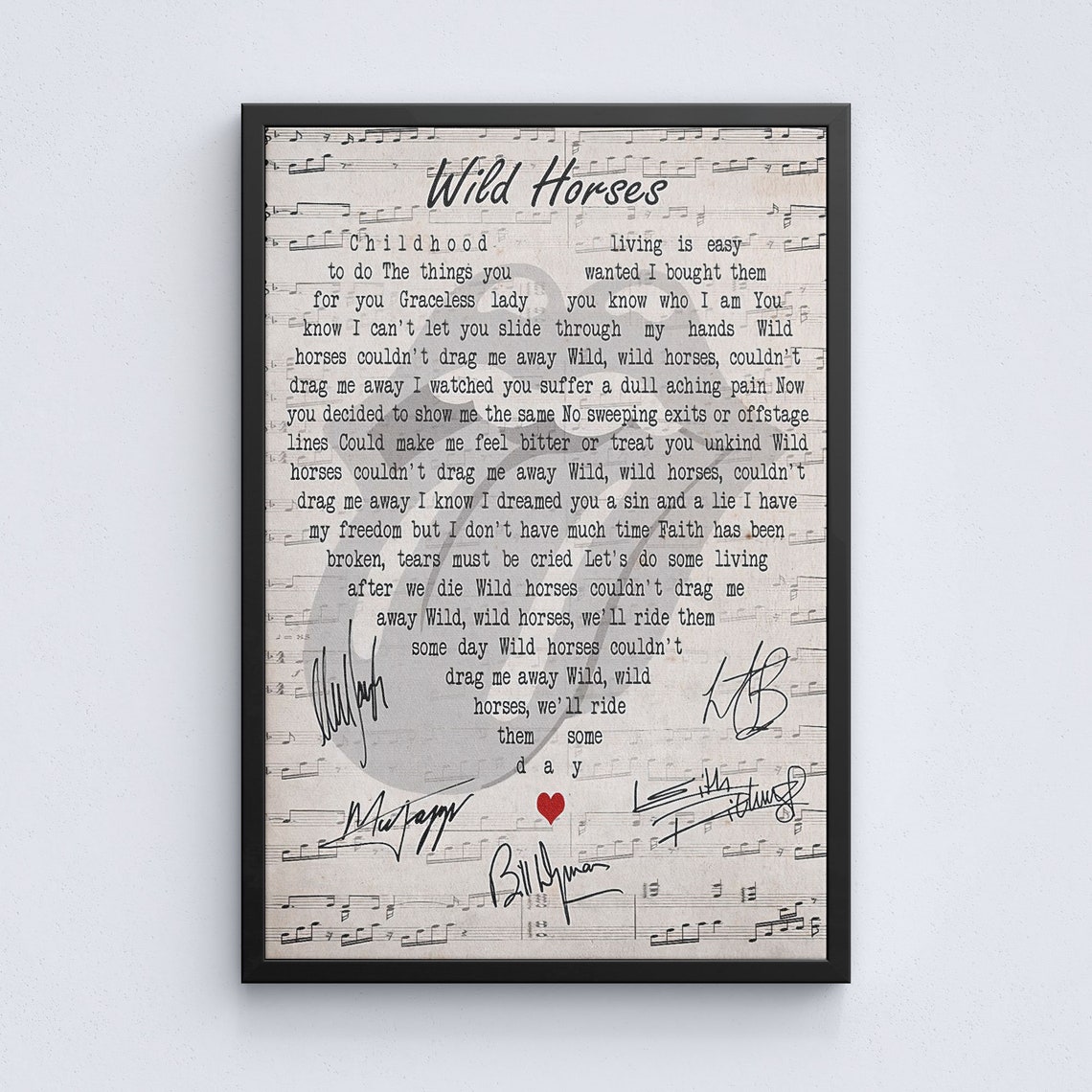 Wild Horses Lyrics Poster The Rolling Stones Sticky Fingers Etsy