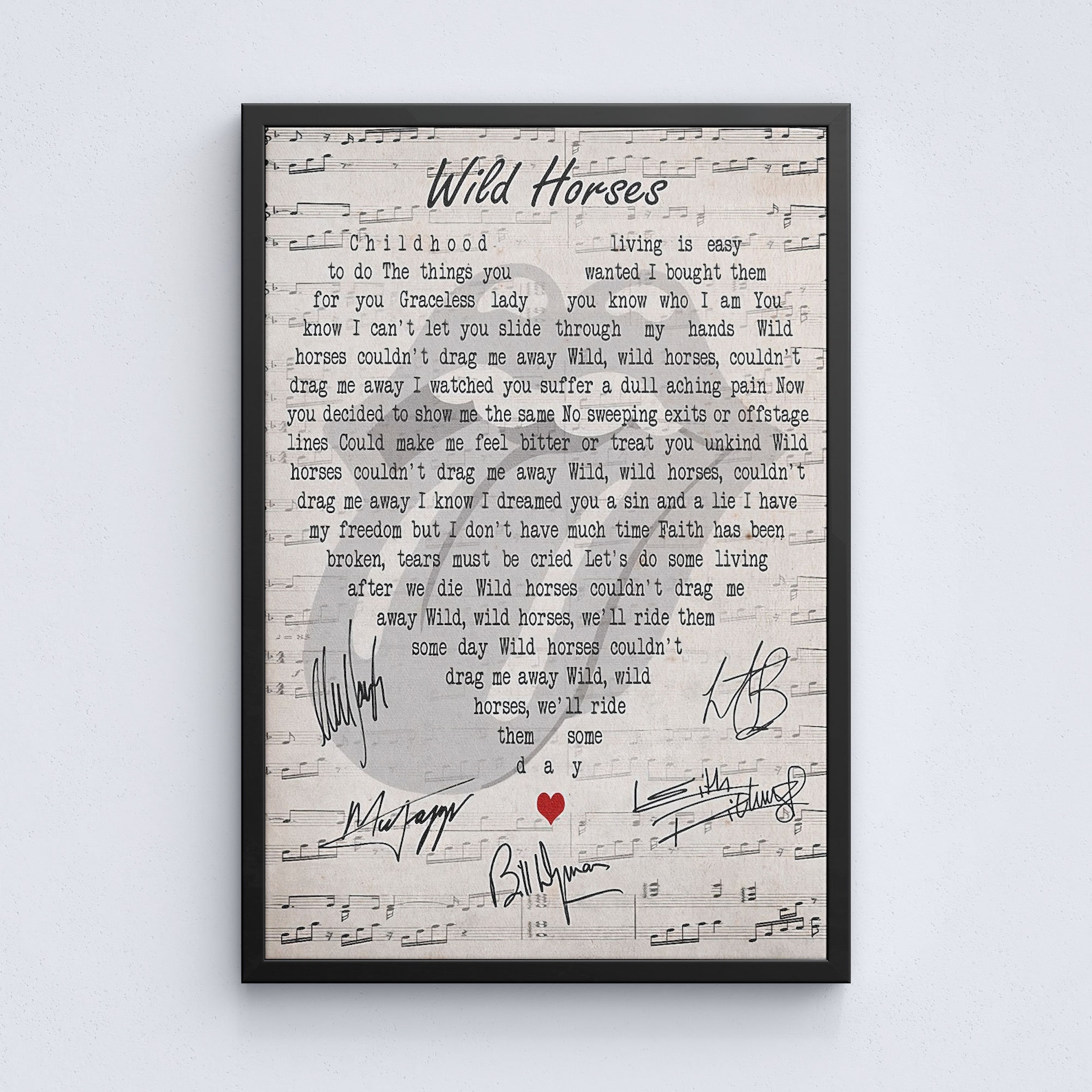 Wild Horses Lyrics Poster The Rolling Stones Sticky Fingers Etsy