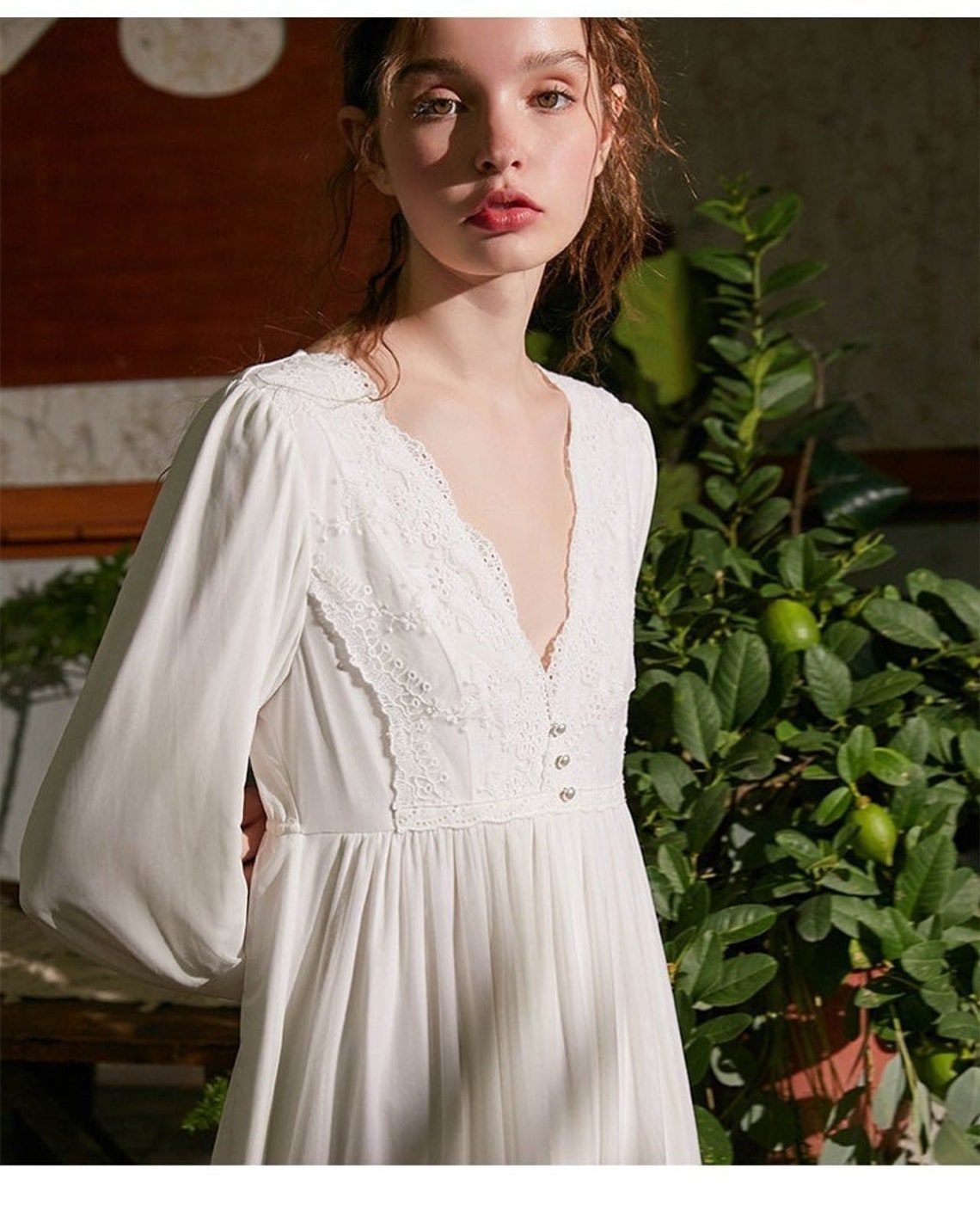 Sweet Italian Renaissance Dress Autumn Nightgown White Pink | Etsy
