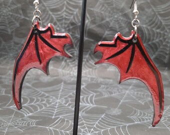 Orecchini a forma di ali di demone in resina, pendente a forma di drago gotico, ganci in argento 925