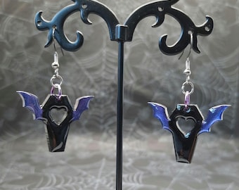 Winged Coffin Resin Dangle Earrings