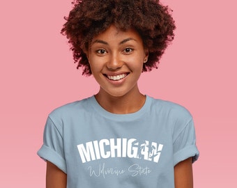 Michigan 'Wolverine State' Graphic Tee: Pastel Colors, US State Shirt