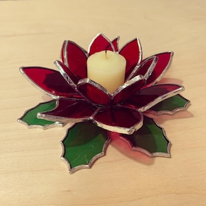 Stained Glass Poinsettia Candleholder