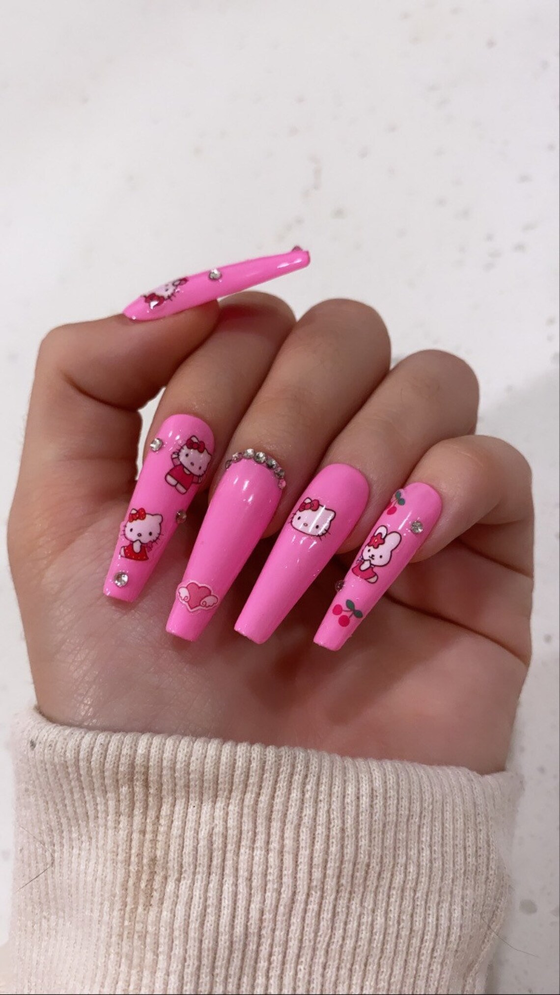 Hello Kitty Press On Nails Prensa reutilizable en las uñas Etsy