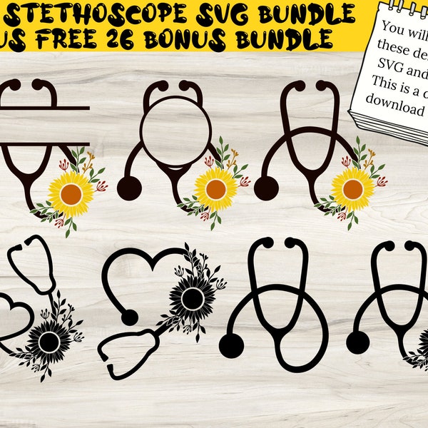 stethoscope sunflower svg, stethoscope svg, nursing svg, nurse stethoscope svg, sunflower svg, floral svg, sunflower clipart, medical svg