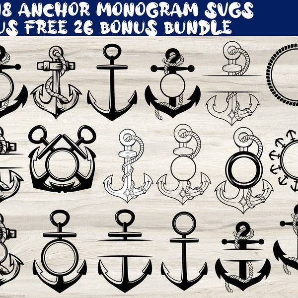 Anchor svg, nautical svg, nautical theme svg, anchor monogram svg, anchor clipart, nautical anchor svg, anchor svg monogram, ship anchor svg