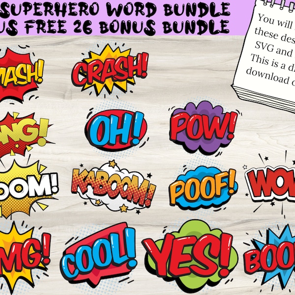 13 superhero speech bubble svg, speech bubble svg, pop art svg, superhero clipart, Svg Bundle