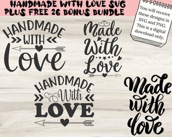 Thank you svg, made with love svg, hand made svg, handmade svg, made with love png, with love svg, svg bundle,
