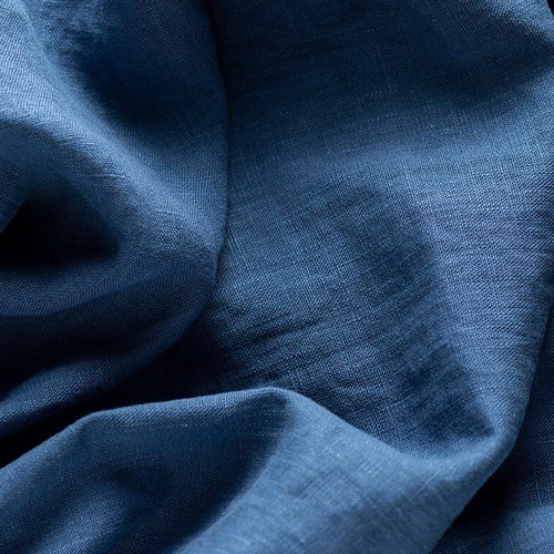 Blue Linen Fabric / Navy Washed Flax by Half Meter or Yard / - Etsy