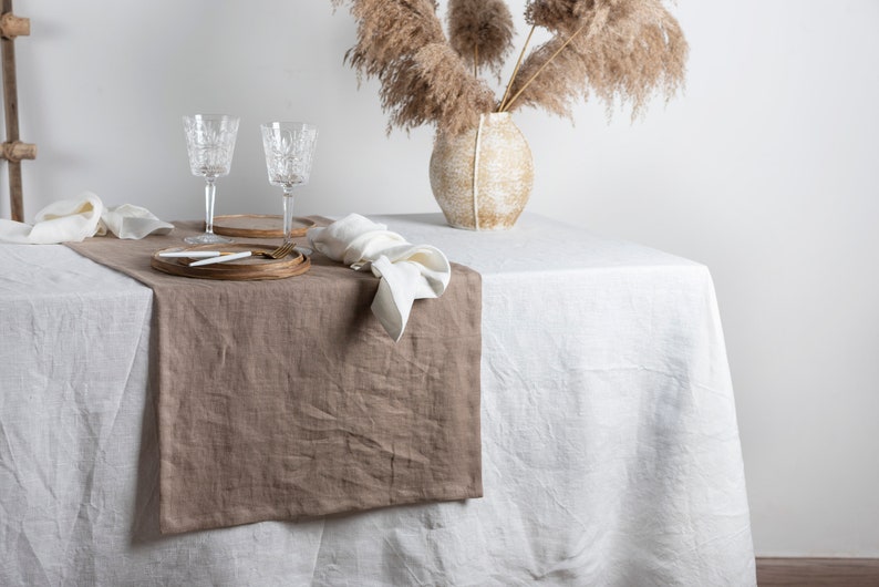 Linen Table Runner in Sand Color Stonewashed Linen Table Etsy