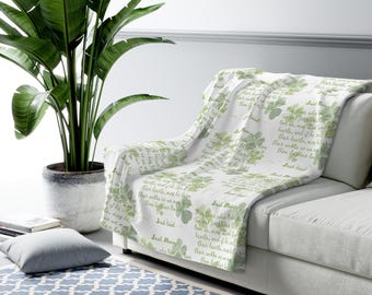 Shamrock Sherpa Fleece Throw Blanket, Funny Irish Blessing, St. Patrick's Day
