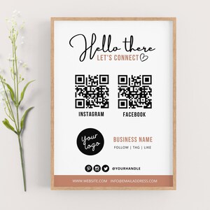 Social Media QR Code Sign Template, Editable QR Code Sign, Printable Social Media Business Sign, Social Media Connect Sign, Canva