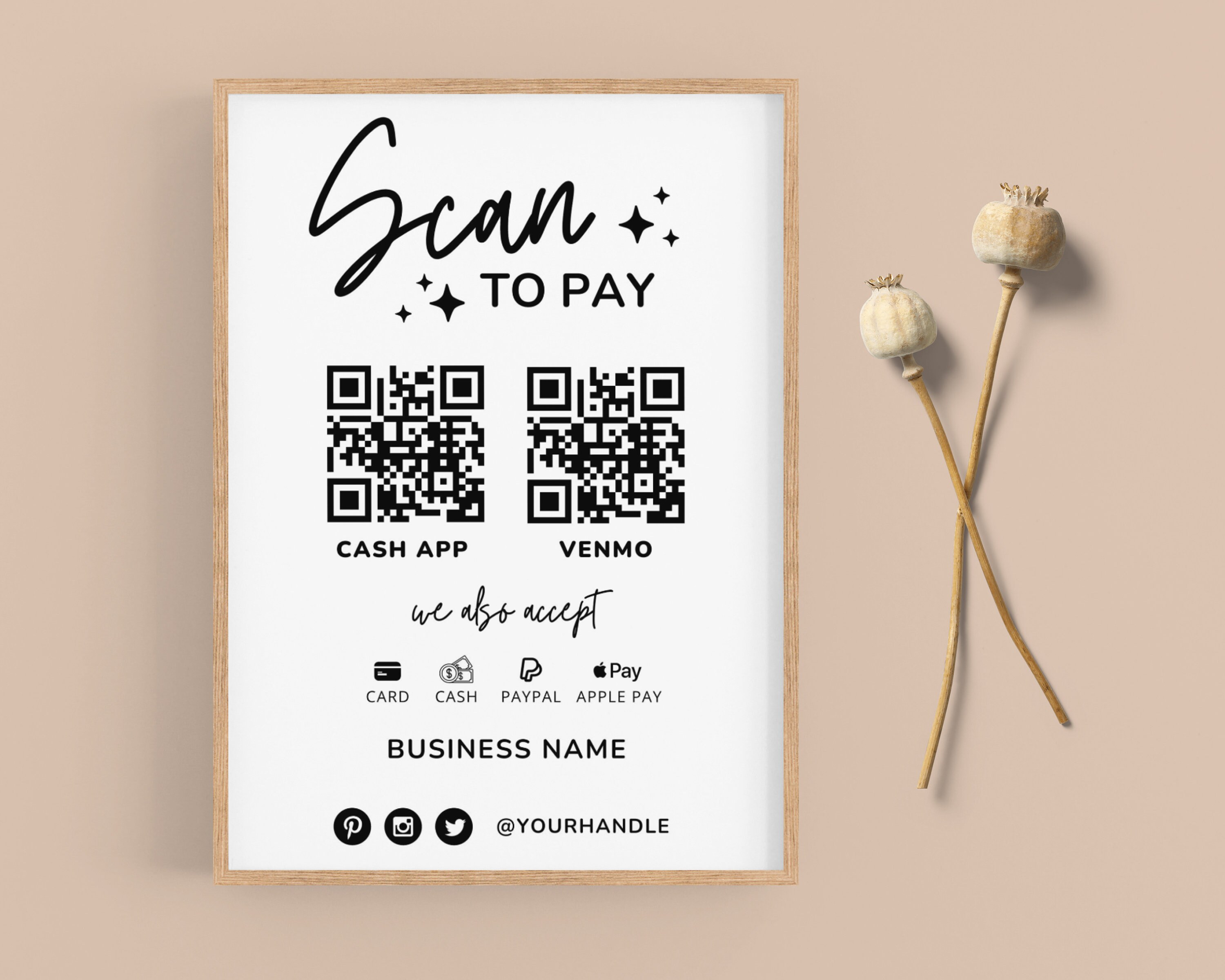 Editable Scan to Pay Template, QR Code Sign, Scan to Pay Template Editable Scan to Pay Template, QR Code Sign, Scan to Pay Template