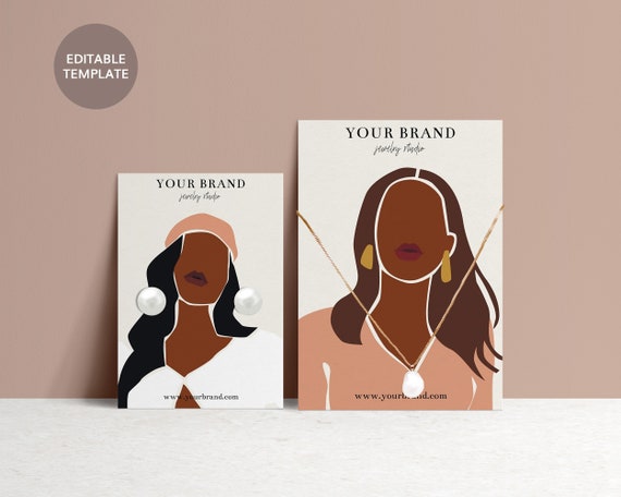 Custom Jewelry Display Card, Editable Earring Card Template, Earring  Display Card, Earring Tags, Woman Portrait, Earring Package Template 