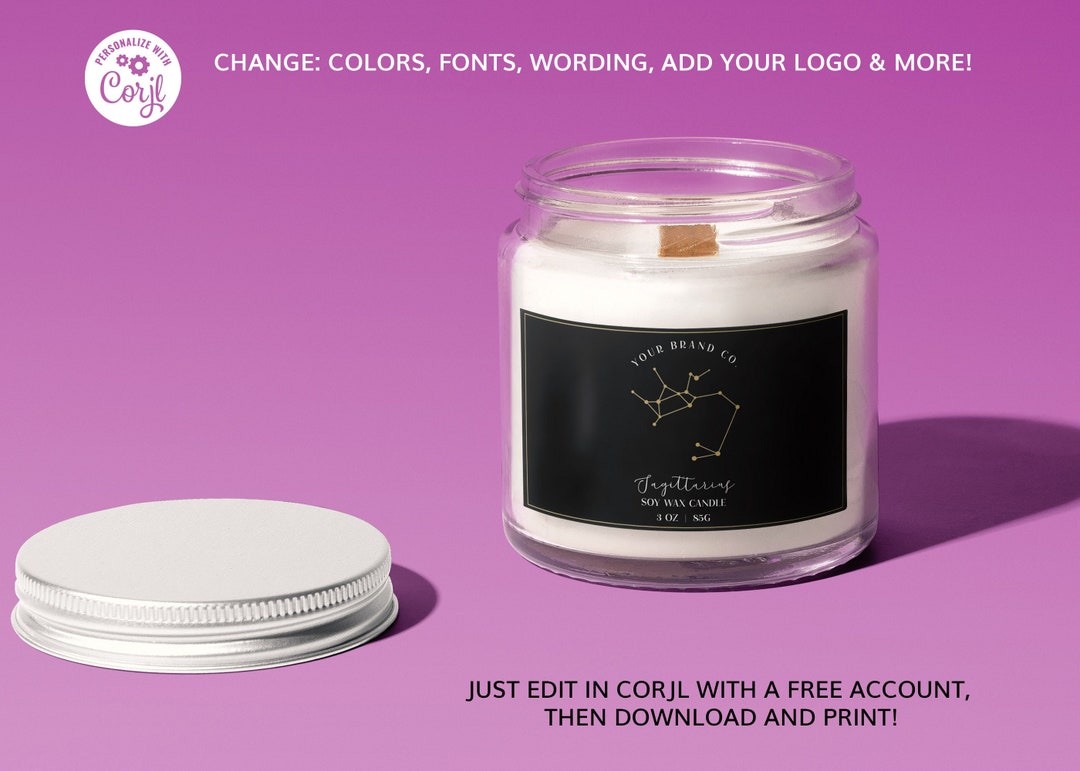 12 X ASTROLOGY Editable Candle Label, ZODIAC Editable Candle Label