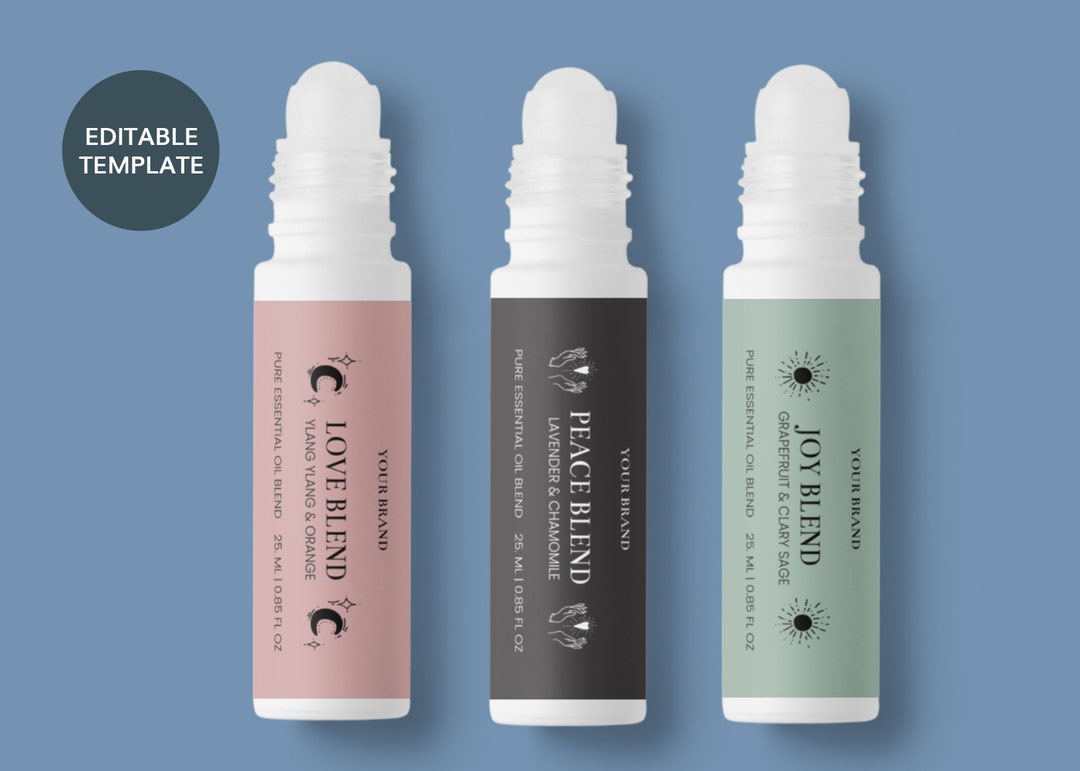 Roller Bottle Label Template, Editable Roller Bottle Label, Serum ...