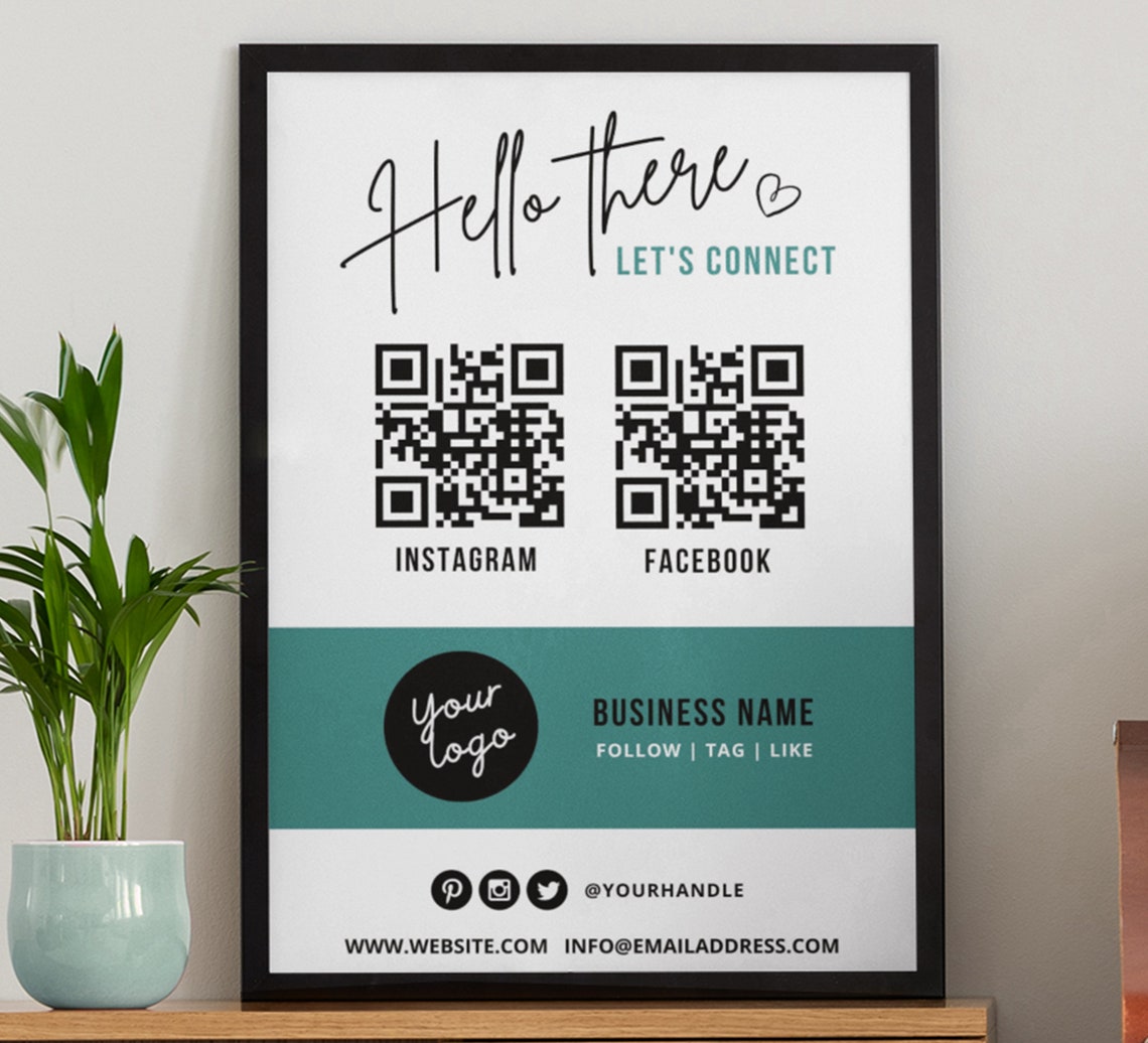 Social Media QR Code Sign Template Editable QR Code Sign - Etsy